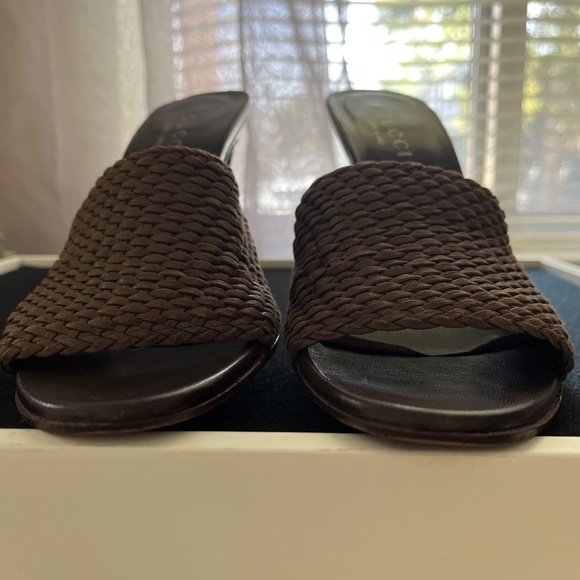 Gucci Brown Woven Fabric Mule Sandals Size 8B - Picture 6 of 10